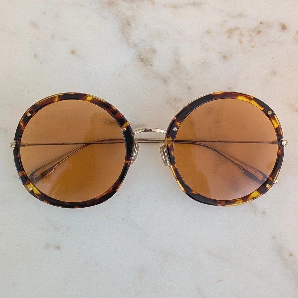 Christian Dior Hypnotic 1 Round Tortoise Shell Sunglasses Brown Lenses Y67JW